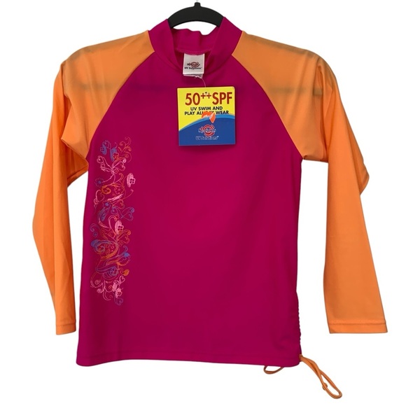 Seasons UV Protection Rash Guard Shirt Girls Size 10 Pink Vacation Travel Summer - Picture 1 of 8
